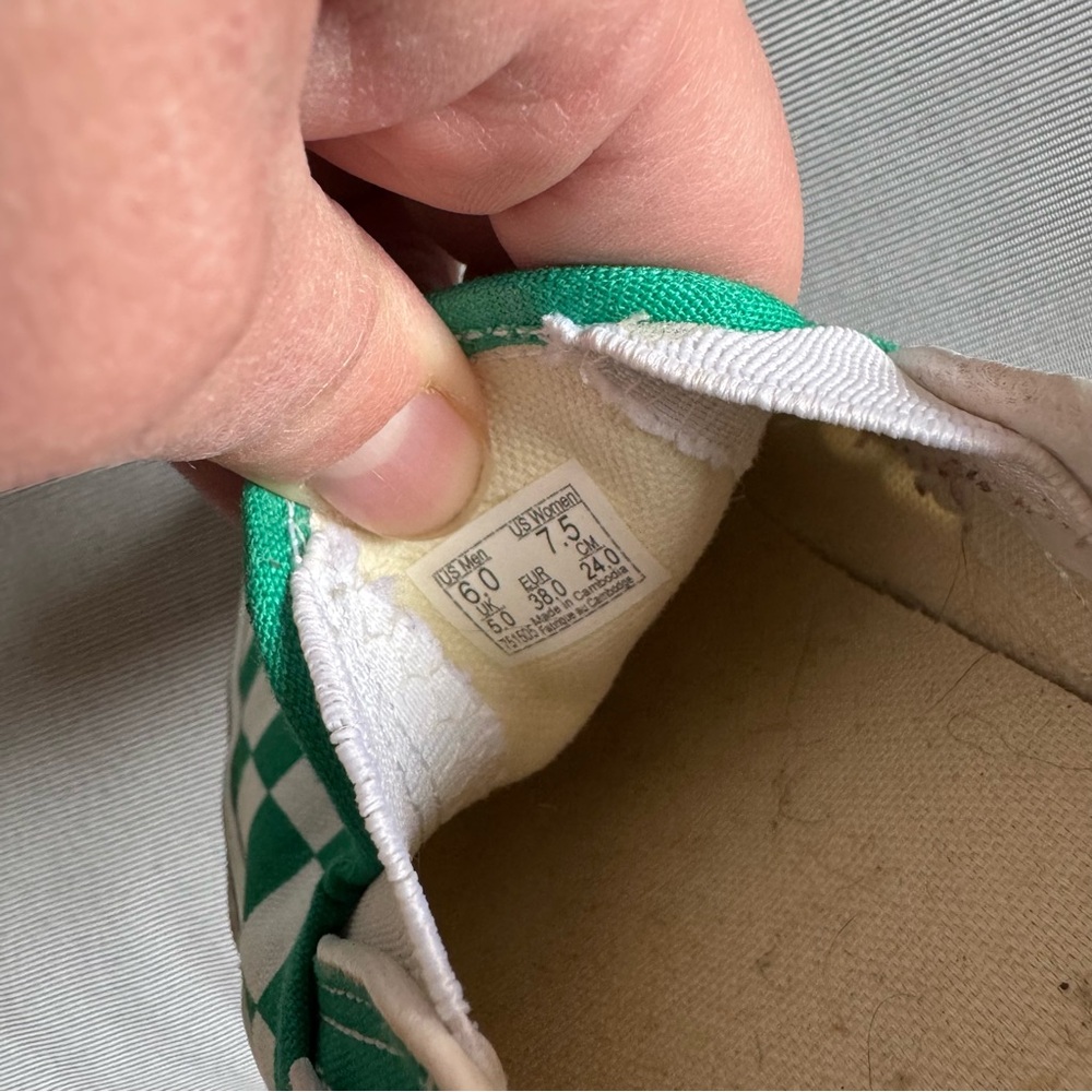 Vans Green and White Checkerboard Slip-On Sneaker - Picture 3 of 5